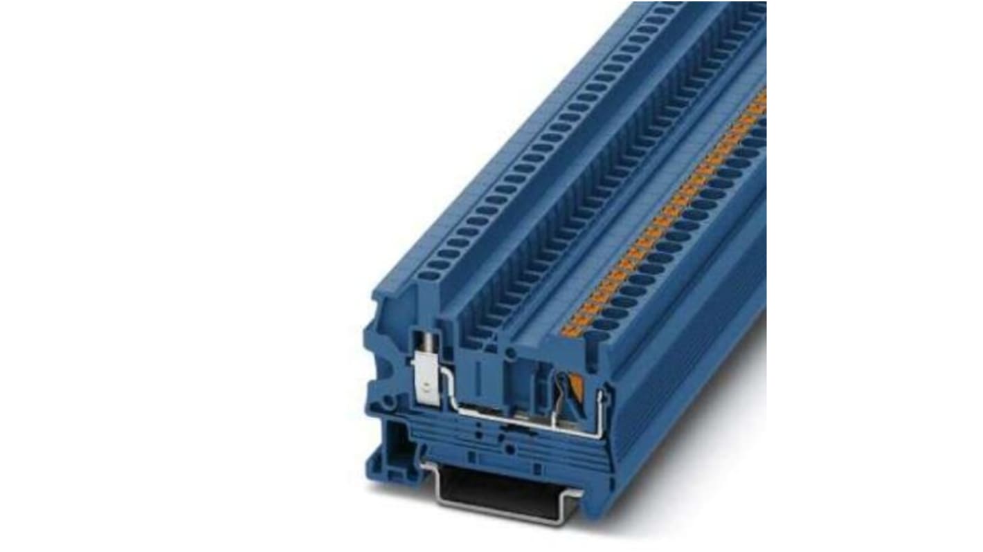 Phoenix Contact PTU 2.5 BU Series Blue Feed Through Terminal Block, 0.14 → 4mm², Push In Termination