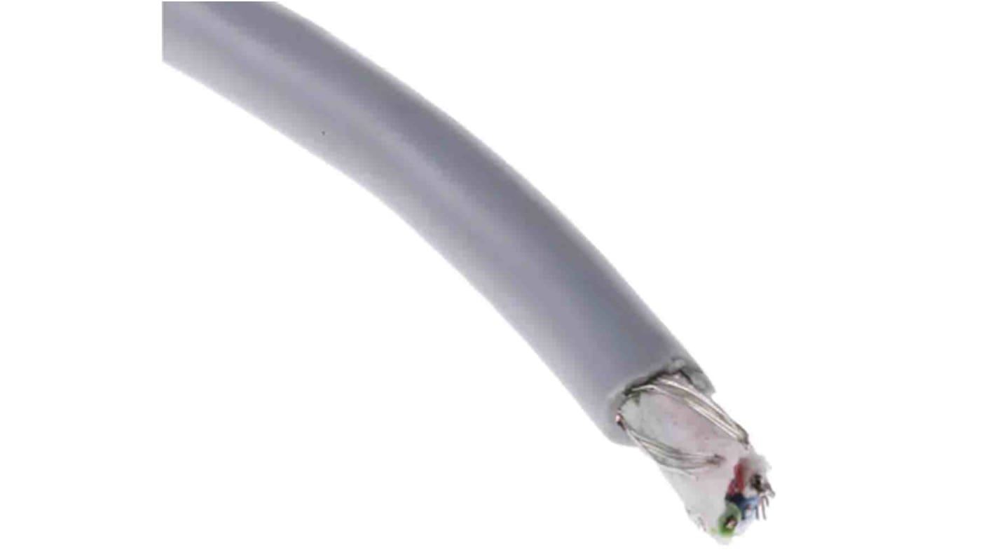 RS PRO 4 Core Microphone Cable, 0.15 mm² CSA Screened, 4.7mm od, 50m, Grey