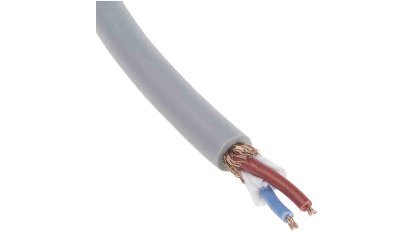 RS PRO 2 Core Microphone Cable, 0.22 mm² CSA Screened, 5.15mm od, 25m, Grey