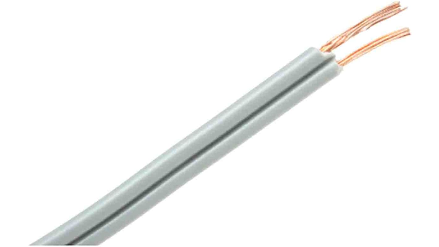 RS PRO 2 Core Speaker Cable, 0.34 mm² CSA, 1.8mm od, 100m, Grey