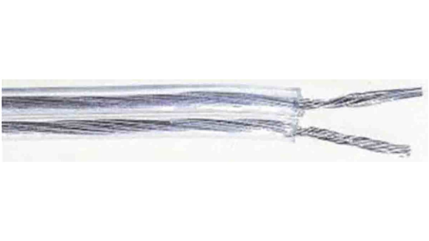 RS PRO 2 Core Speaker Cable, 0.4 mm² CSA, 2mm od, 100m, Transparent