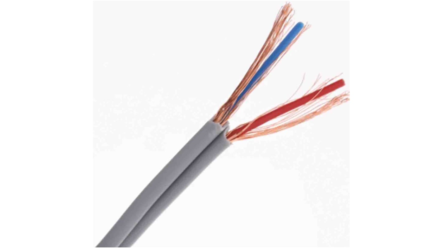RS PRO 2 Core Microphone Cable, 0.078 mm² CSA Screened, 2 X 4mm od, 25m, Grey