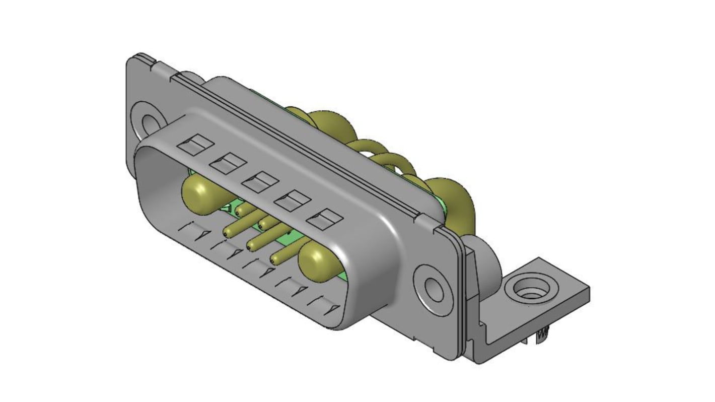 FCT from Molex 173107 7 Way Right Angle D-sub Connector Socket, 2.54mm Pitch, with 4-40 Screw Locks