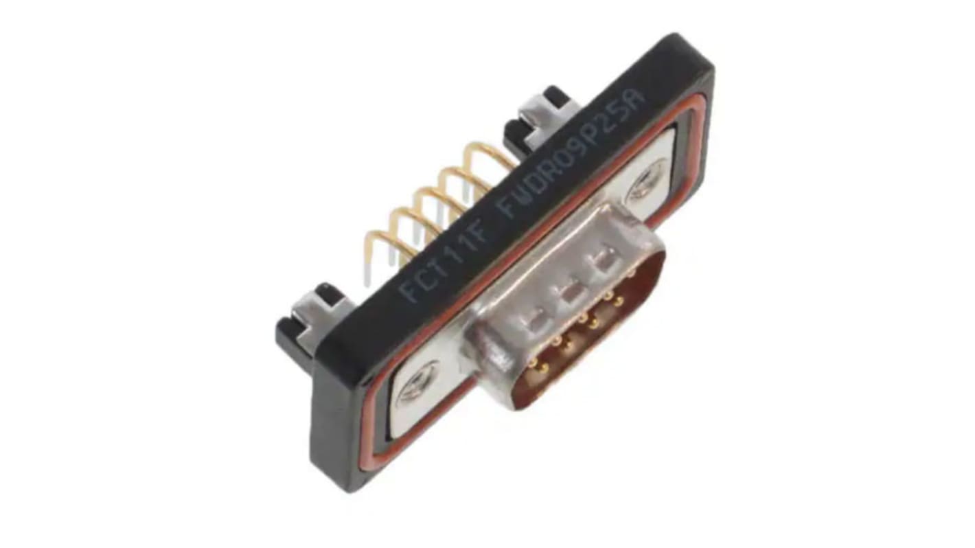 FCT from Molex 172704 9 Way Right Angle Through Hole D-sub Connector Plug, 2.84mm Pitch, with 4-40 Screw Locks