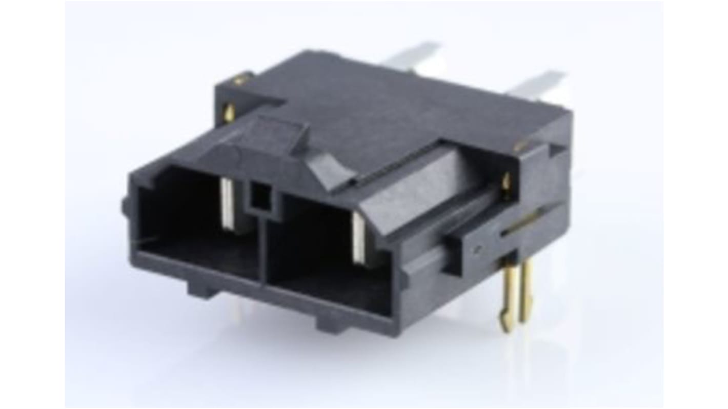 Molex ライトアングル 基板接続用ピンヘッダ 2極 10.0mm 1列, スルーホール実装