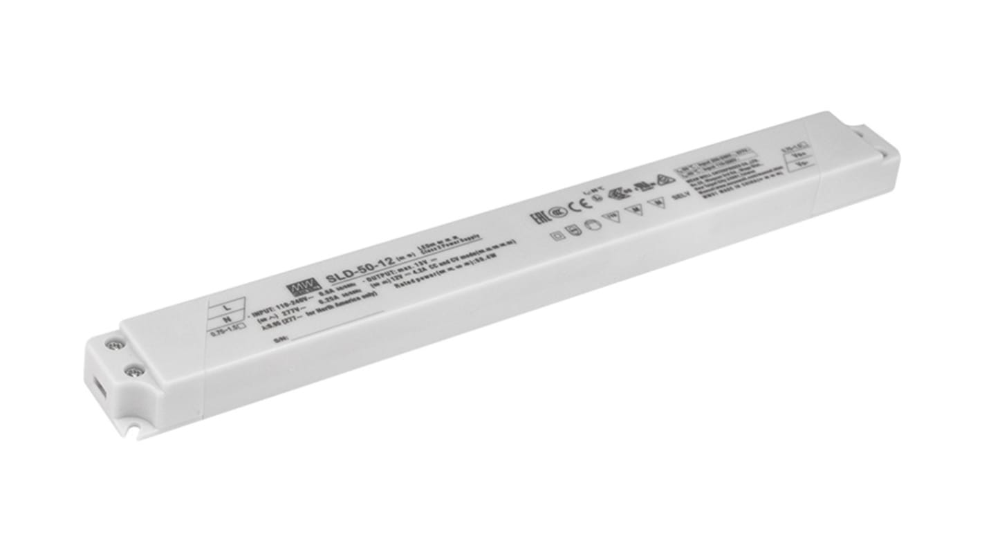 Driver LED MEAN WELL SLD-50, IN: 110 → 305 V ac, 155 → 431 V ac, OUT: 12V, 4.2A, 50.4W, no regulable