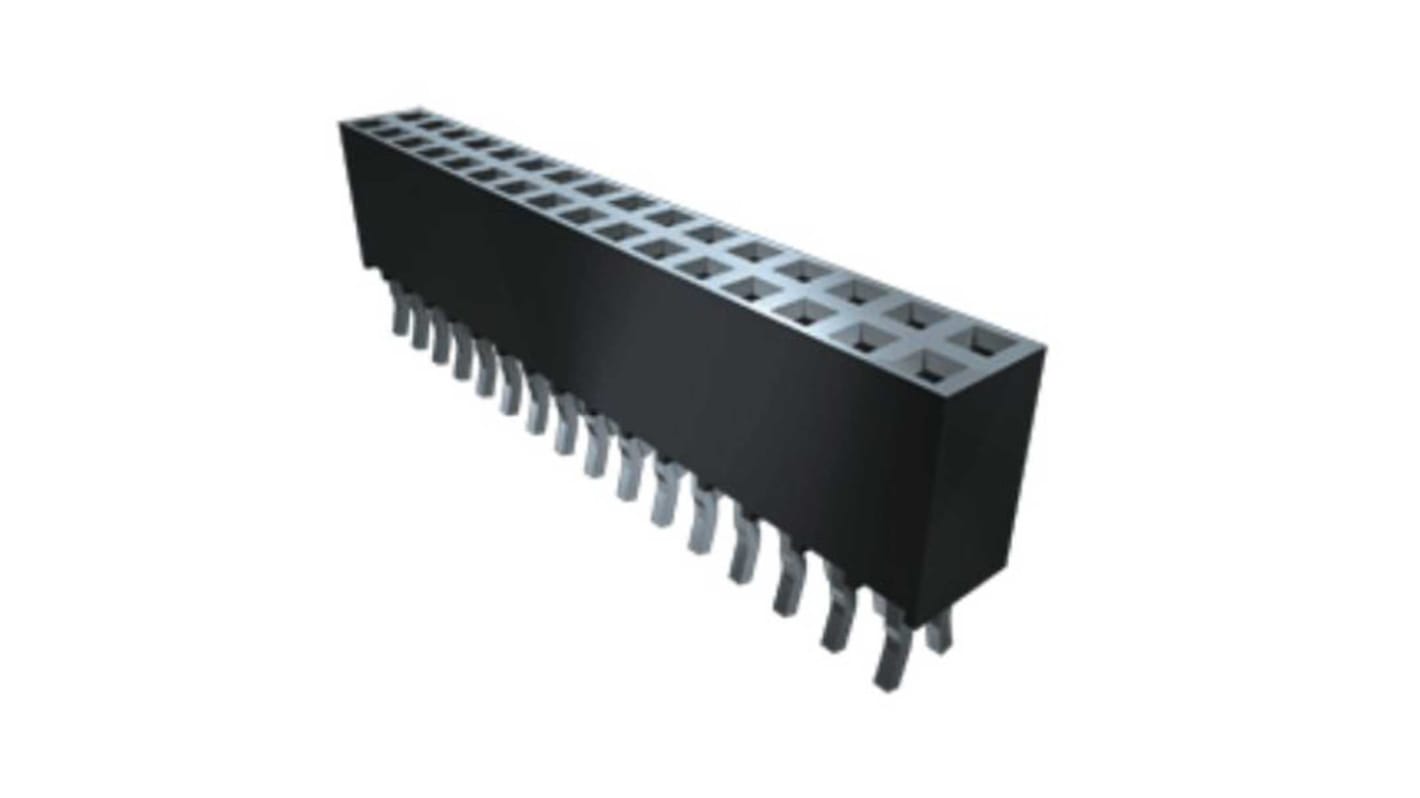 Samtec SSQ Series Right Angle Through Hole Mount PCB Socket, 24-Contact, 2-Row, 2.54mm Pitch, Through Hole Termination