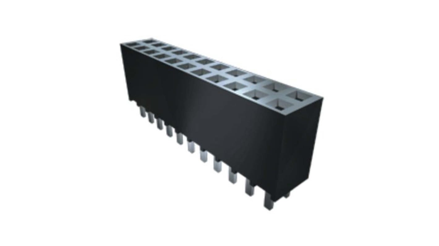 Samtec SSW Series Right Angle Through Hole Mount PCB Socket, 10-Contact, 2-Row, 2.54mm Pitch, Solder Termination