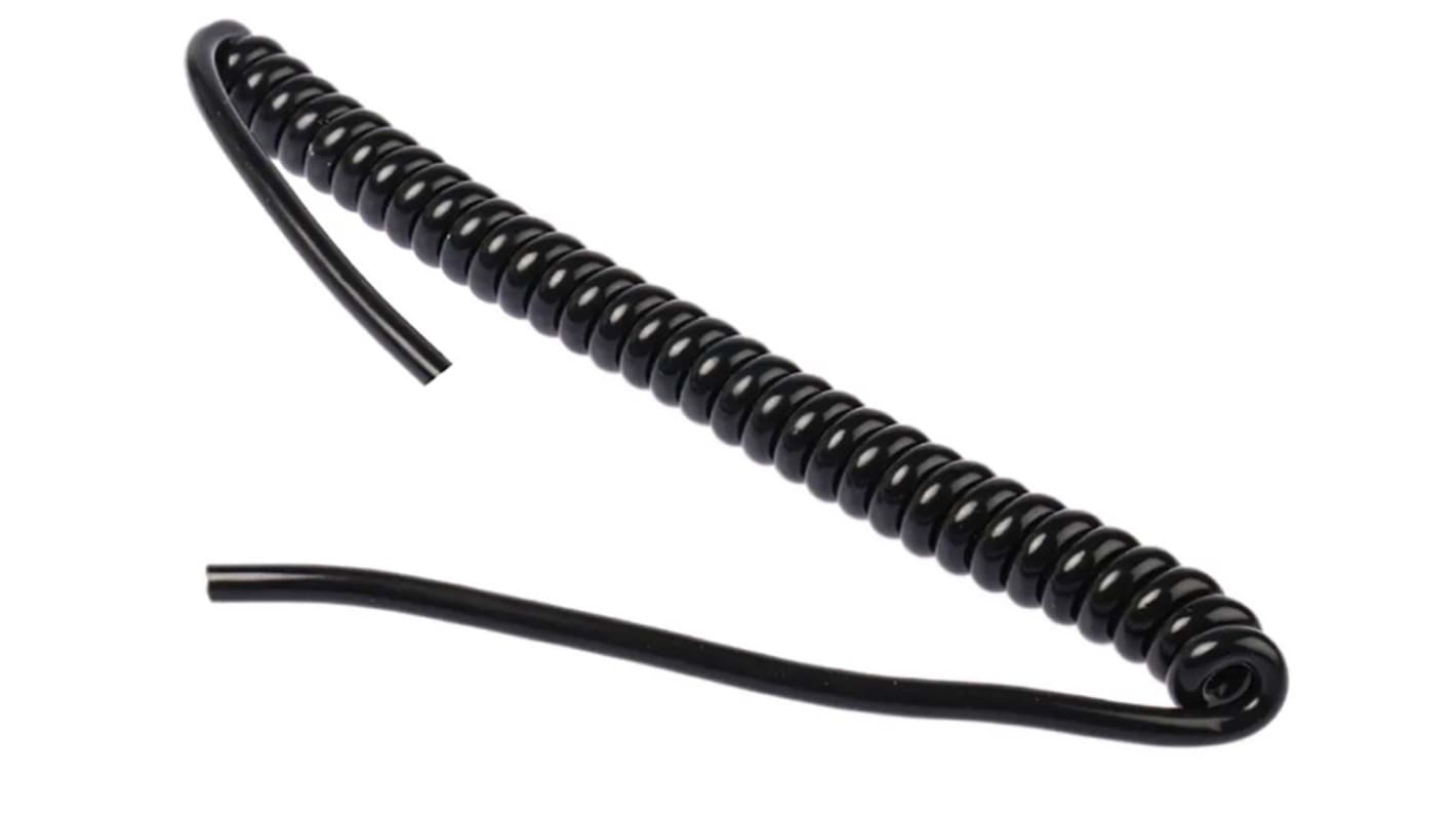 RS PRO, Coiled, 0.5m 18 Core, Black TPU Power Cable +50°C