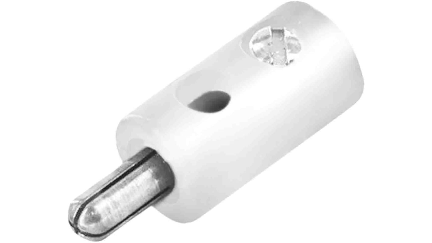 RS PRO White Male Banana Plug, 32A, 30V, Nickel Plating