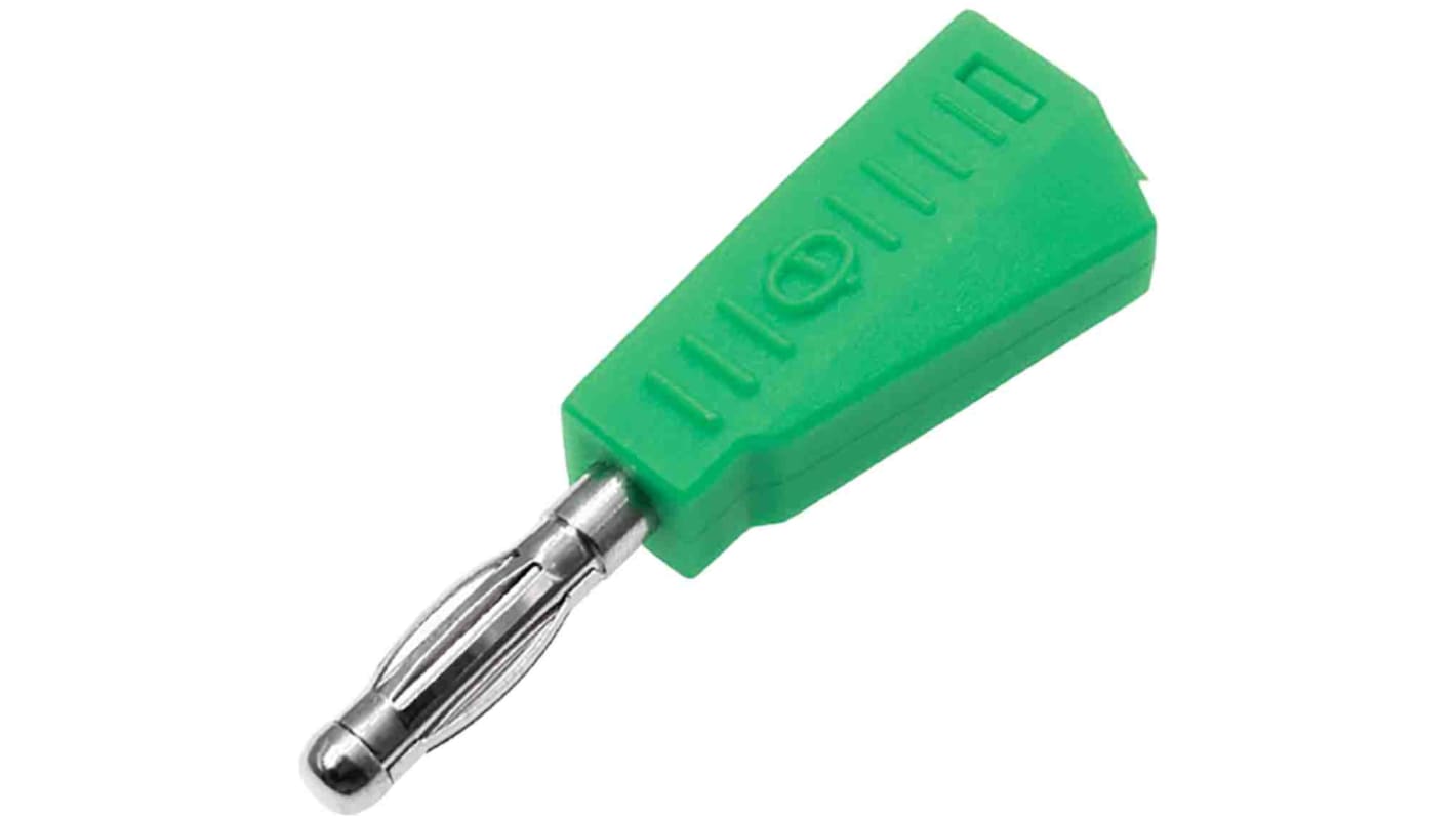 RS PRO Green Male Banana Plug, 4 mm Connector, Solder Termination, 19A, 30V, Nickel Plating