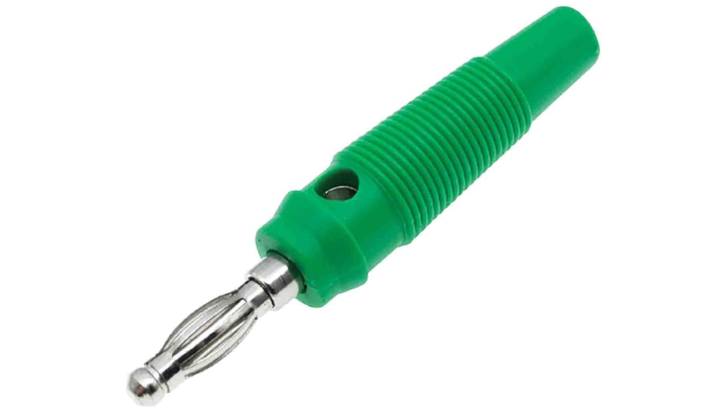 RS PRO 4 mm Bananenstecker Grün, Kontakt vernickelt, 30V / 24A, Schraubanschluss