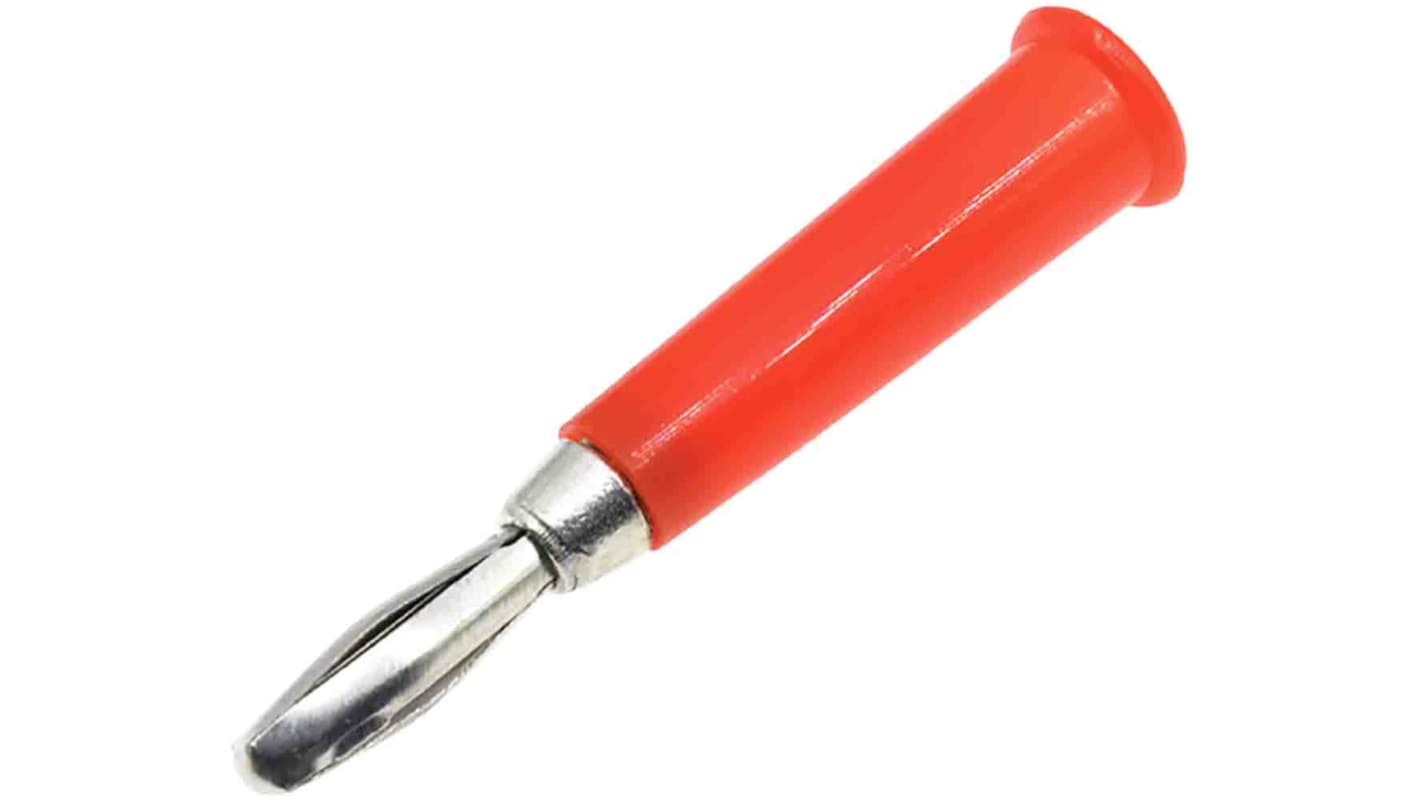RS PRO Red Male Banana Plug, 4 mm Connector, 19A, 30V, Nickel Plating