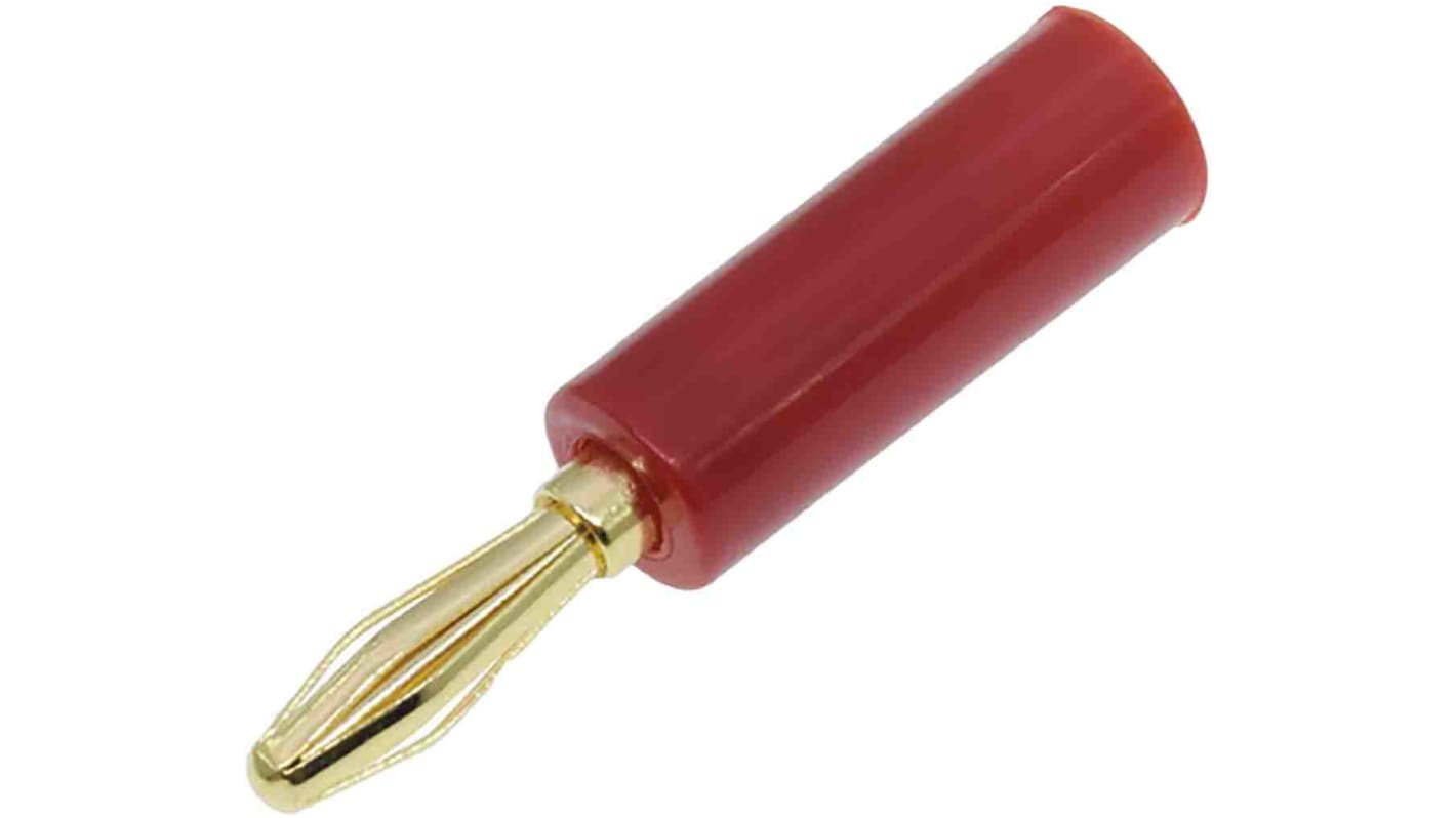 RS PRO Red Male Banana Plug, 4 mm Connector, 24A, 30V, Gold Plating