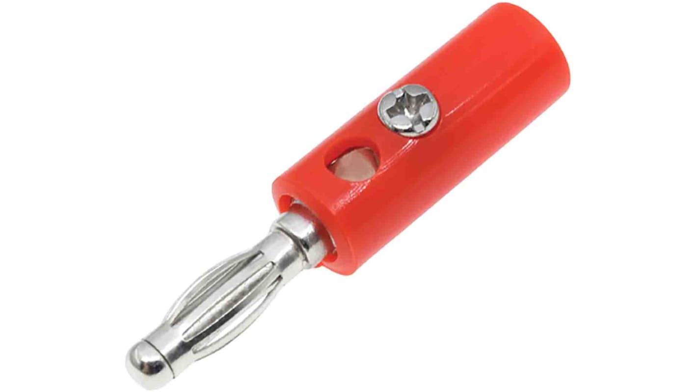 RS PRO Red Male Banana Plug, 4 mm Connector, 32A, 30V, Nickel Plating