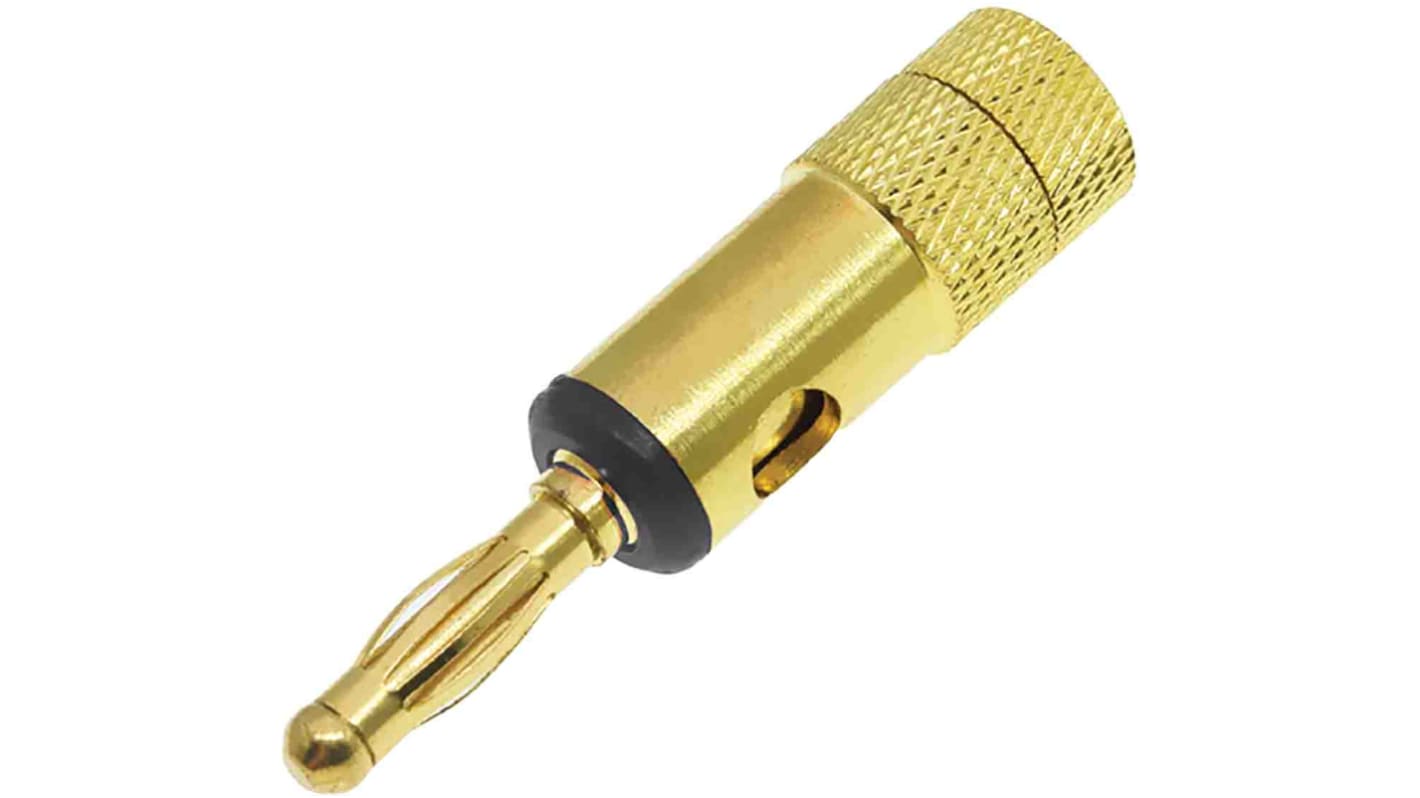 RS PRO Black Male Banana Plug, 4 mm Connector, 24A, 30V, Gold Plating