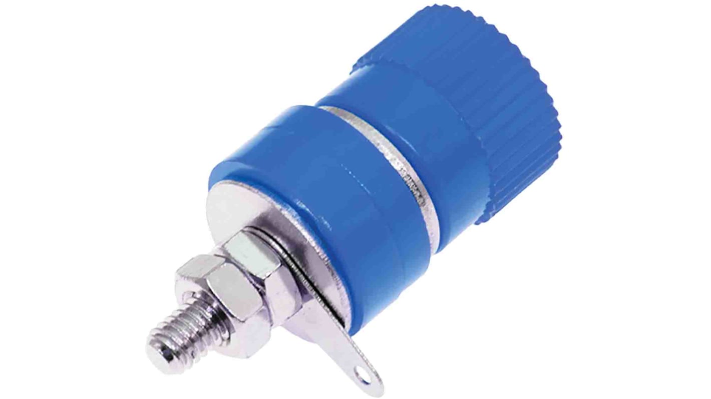 RS PRO Blue Female Banana Socket, 4 mm Connector, Solder Termination, 24A, 30V, Nickel Plating