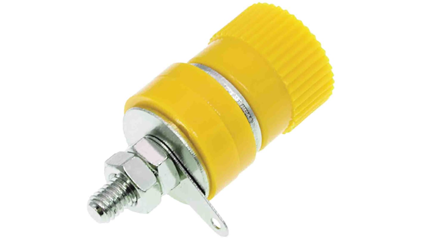 RS PRO Yellow Female Banana Socket, 4 mm Connector, Solder Termination, 24A, 30V, Nickel Plating