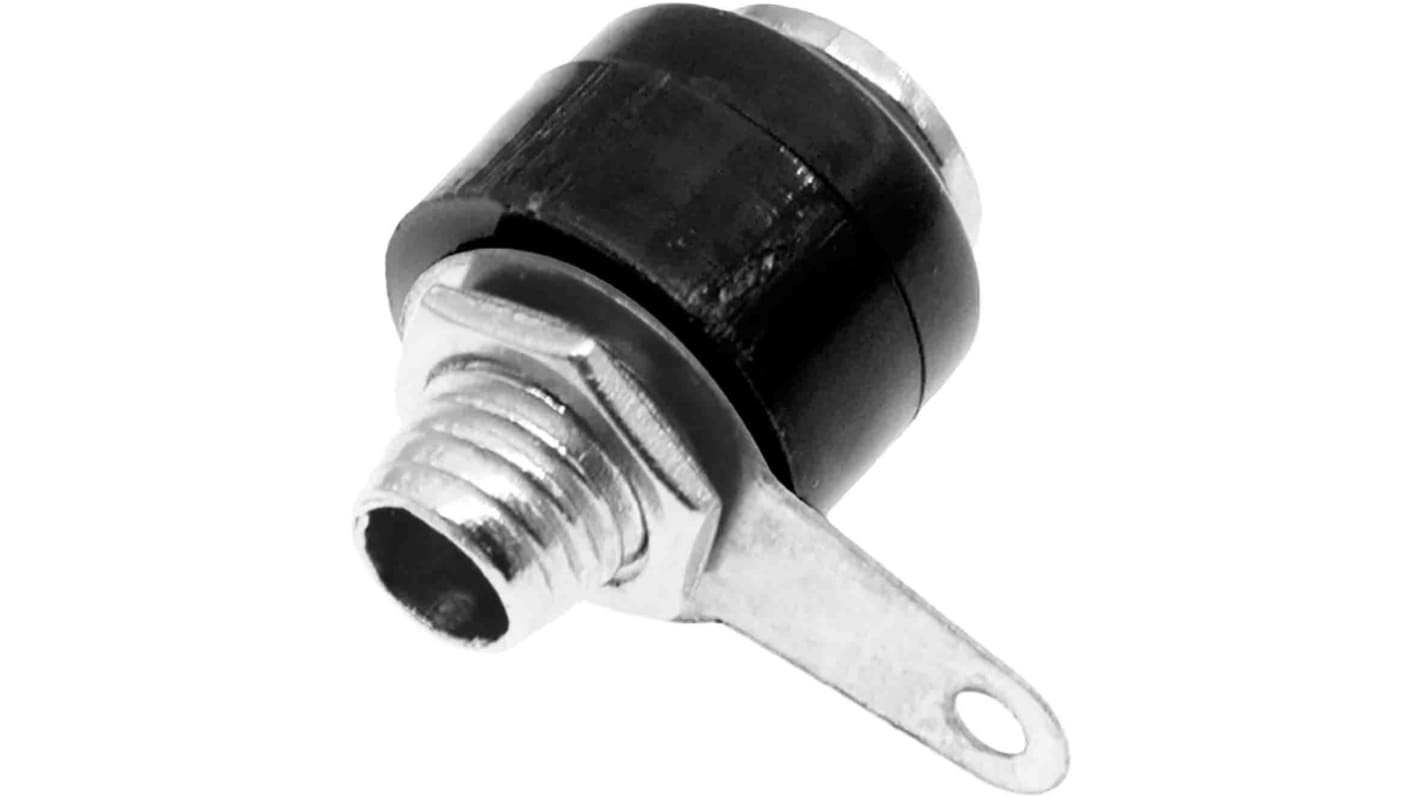 RS PRO Black Female Banana Socket, 4 mm Connector, Solder Termination, 19A, 30V, Nickel Plating