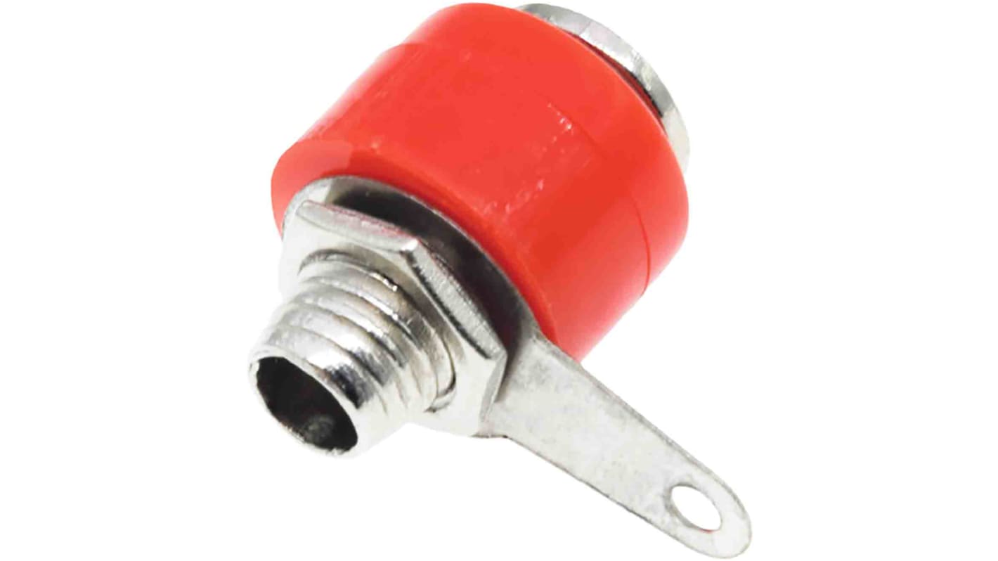 RS PRO Red Female Banana Socket, 4 mm Connector, Solder Termination, 19A, 30V, Nickel Plating