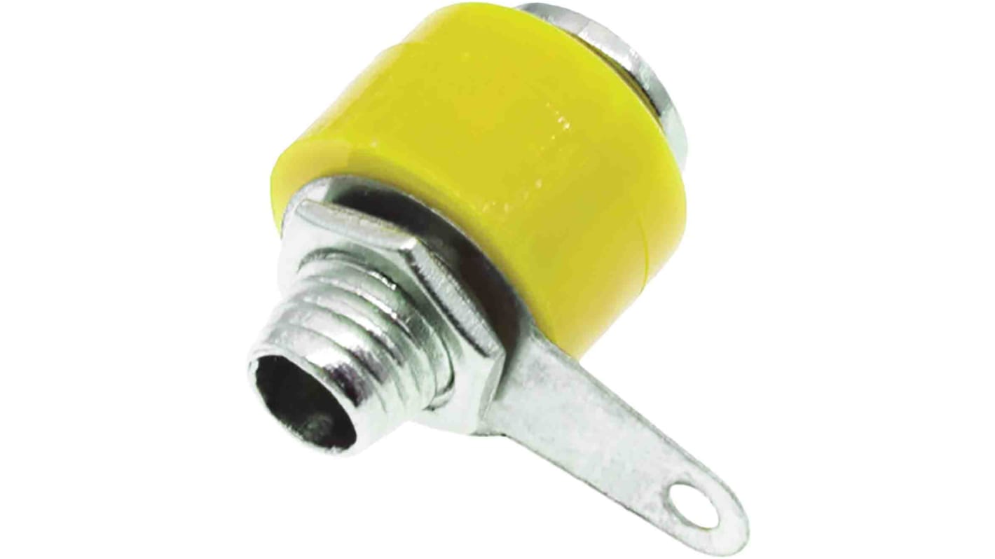 RS PRO Yellow Female Banana Socket, 4 mm Connector, Solder Termination, 19A, 30V, Nickel Plating