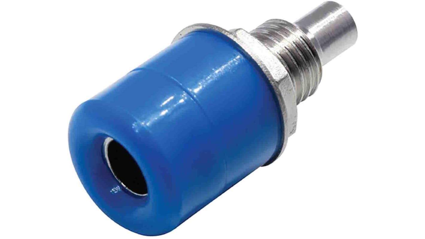 RS PRO Blue Female Banana Socket, 4 mm Connector, Solder Termination, 24A, 30V, Nickel Plating