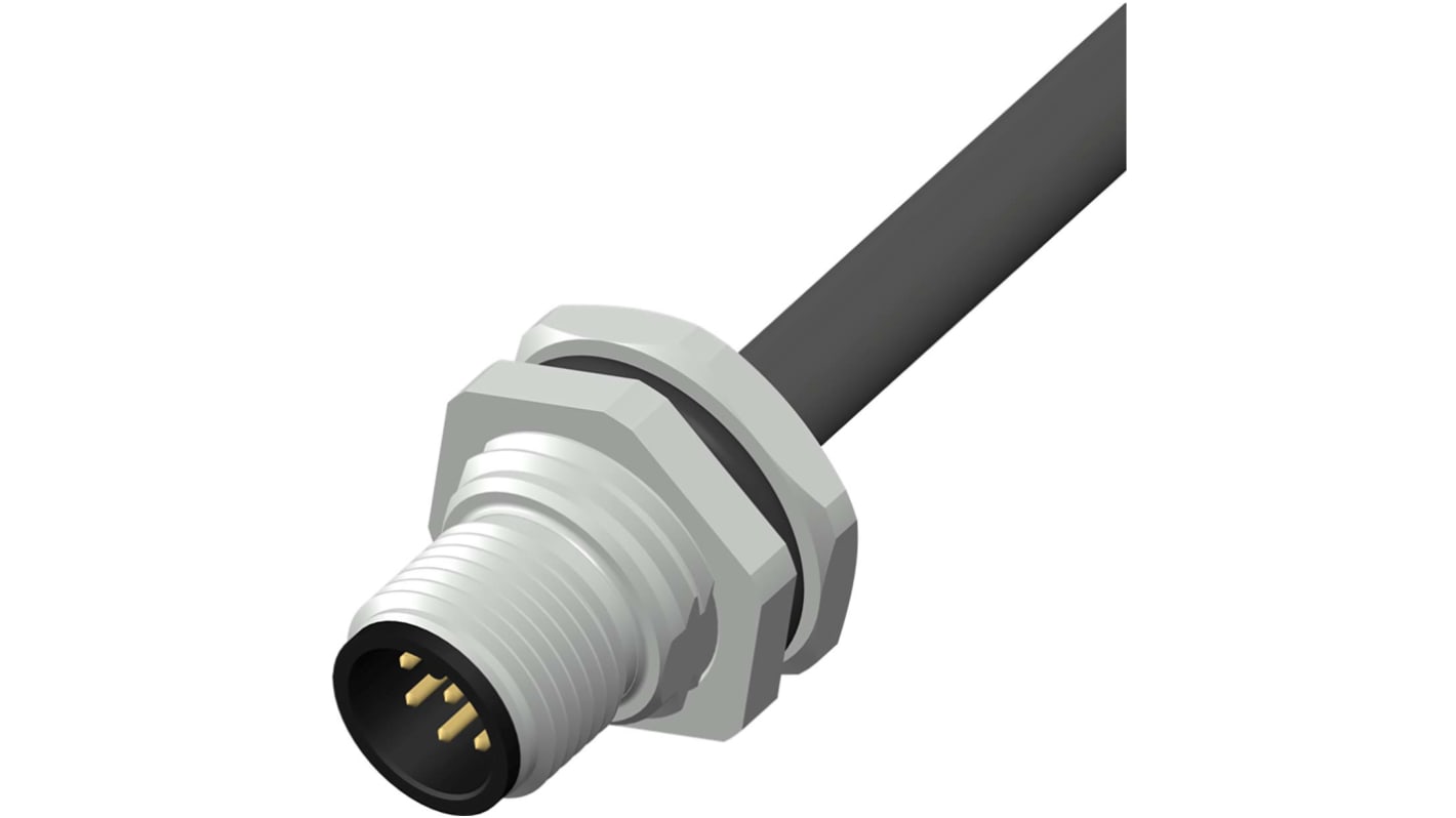 RS PRO オス 丸型コネクタ, M12, 前面取り付け