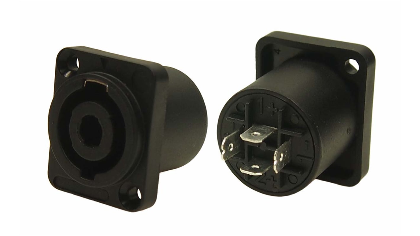 RS PRO Panel Mount Loudspeaker Connector Socket, 4 Way, 20A, Push In Termination