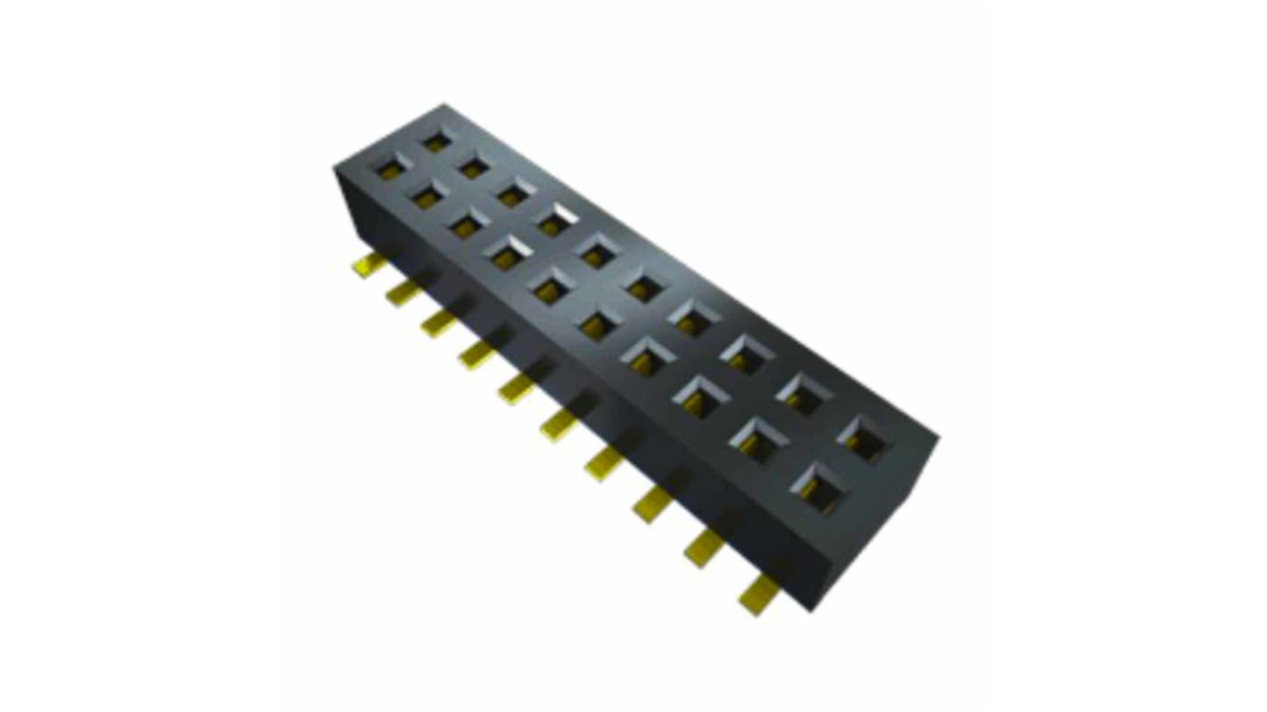 Samtec CLP Series Straight Surface Mount PCB Socket, 20-Contact, 2-Row, 1.27mm Pitch, Solder Termination