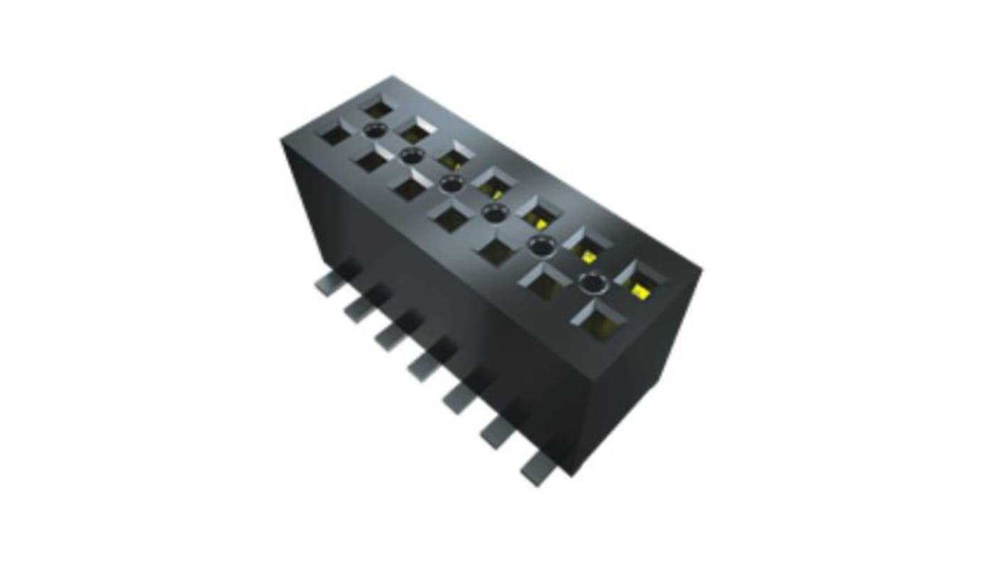 Samtec FLE Series Vertical Surface Mount PCB Socket, 14-Contact, 2-Row, 1.27mm Pitch, Solder Termination