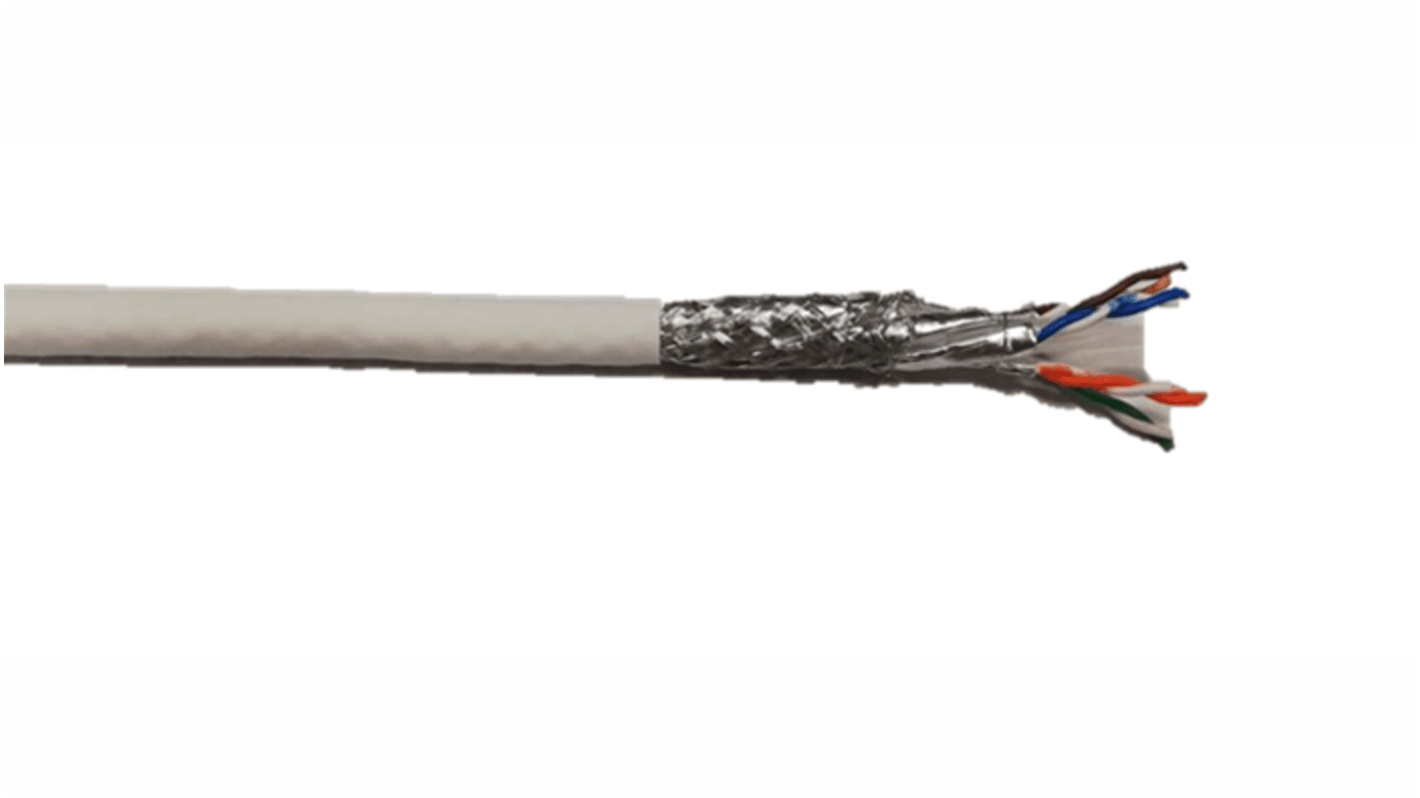 Cable Ethernet Cat8 S/FTP RS PRO de color Blanco, long. 50m, funda de LSZH, IEC 60332-1