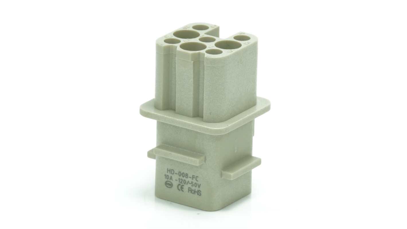 RS PRO Heavy Duty Power Connector Insert, 10A, Female, 8 Contacts