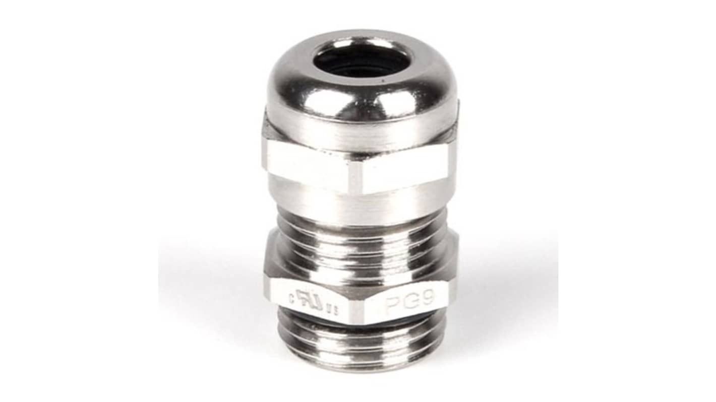 RS PRO Metallic Brass Cable Gland, PG9 Thread, 4mm min., 8mm max., IP68