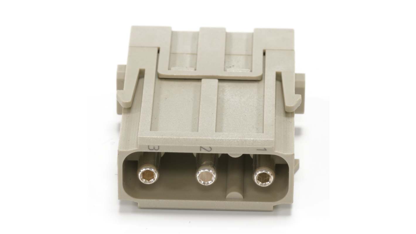 RS PRO Heavy Duty Power Connector Insert, 40A, Male, 3 Contacts