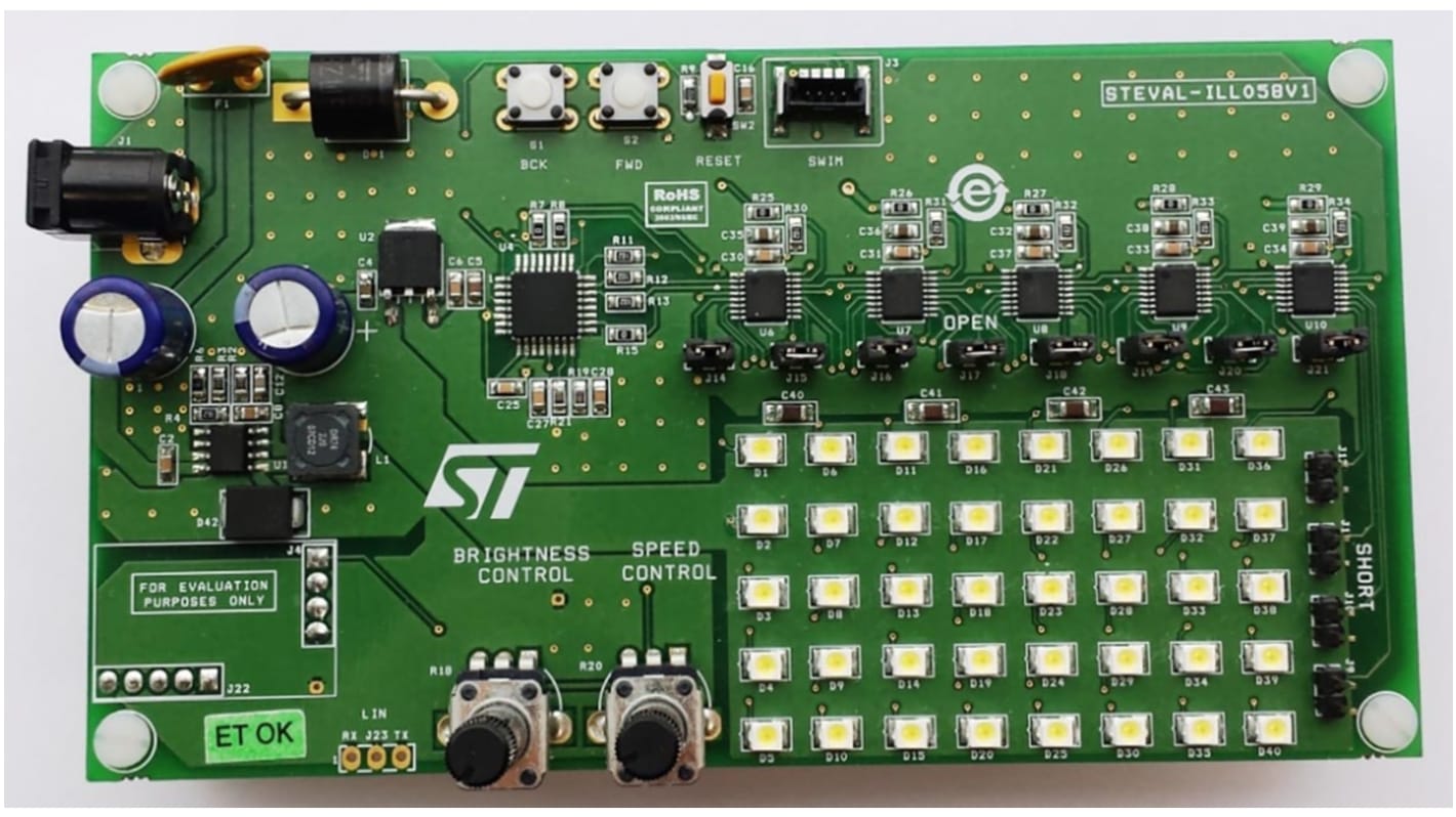 STMicroelectronics STEVAL-ILL058V1, High brightness LED array driver LED Driver Evaluation Board for STM8A for