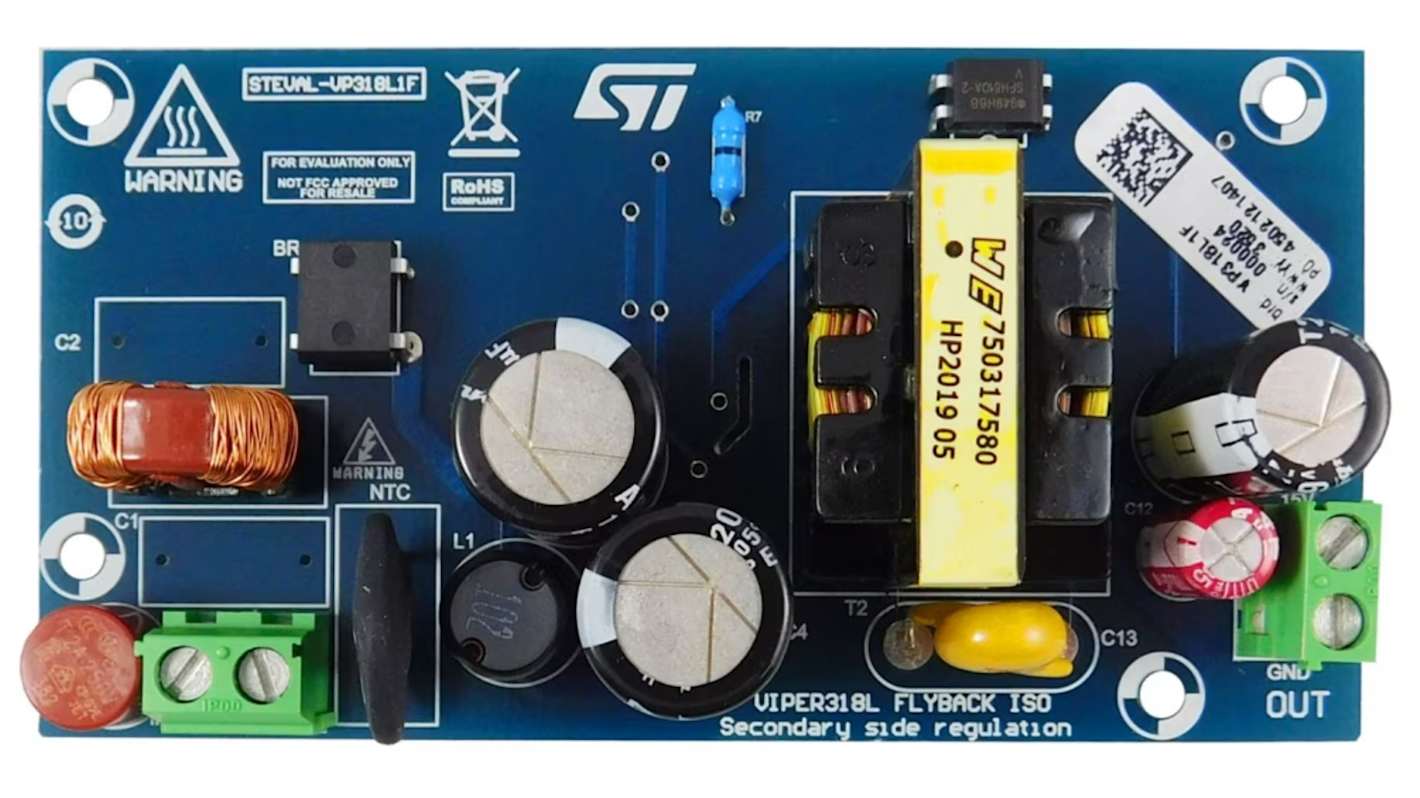 STマイクロ,  電源IC 開発キット, 絶縁補助電源：最大 20 W 用, STEVAL-VP318L1F