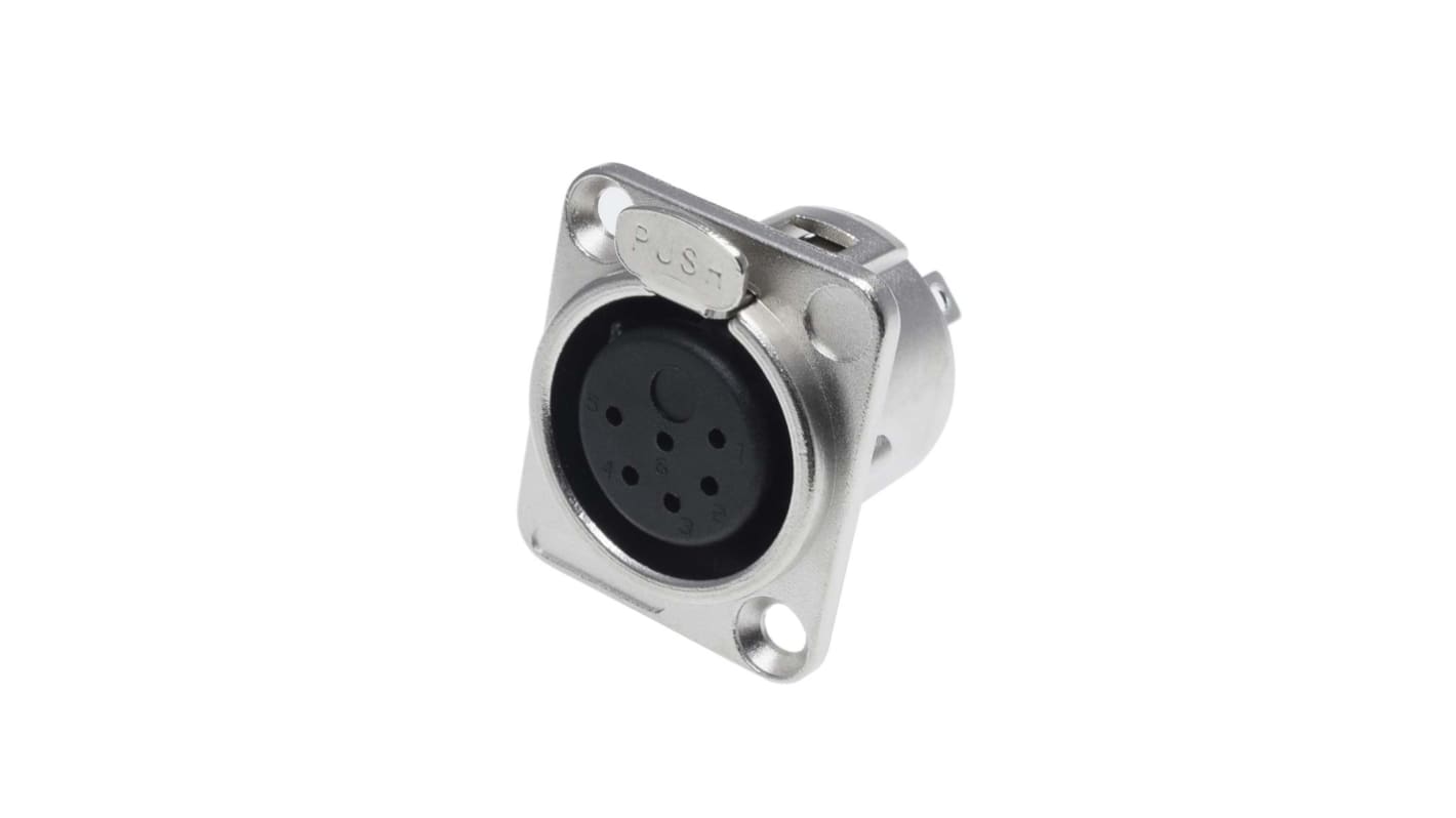 RS PRO 6芯卡侬头, XLR母座, 面板安装, 50 V, 7.5A, 直向
