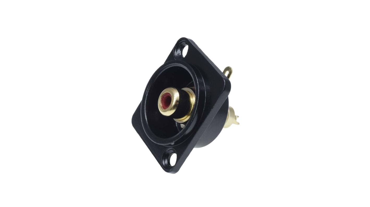 RS PRO Black, Red Panel Mount RCA Socket, Gold, 16A