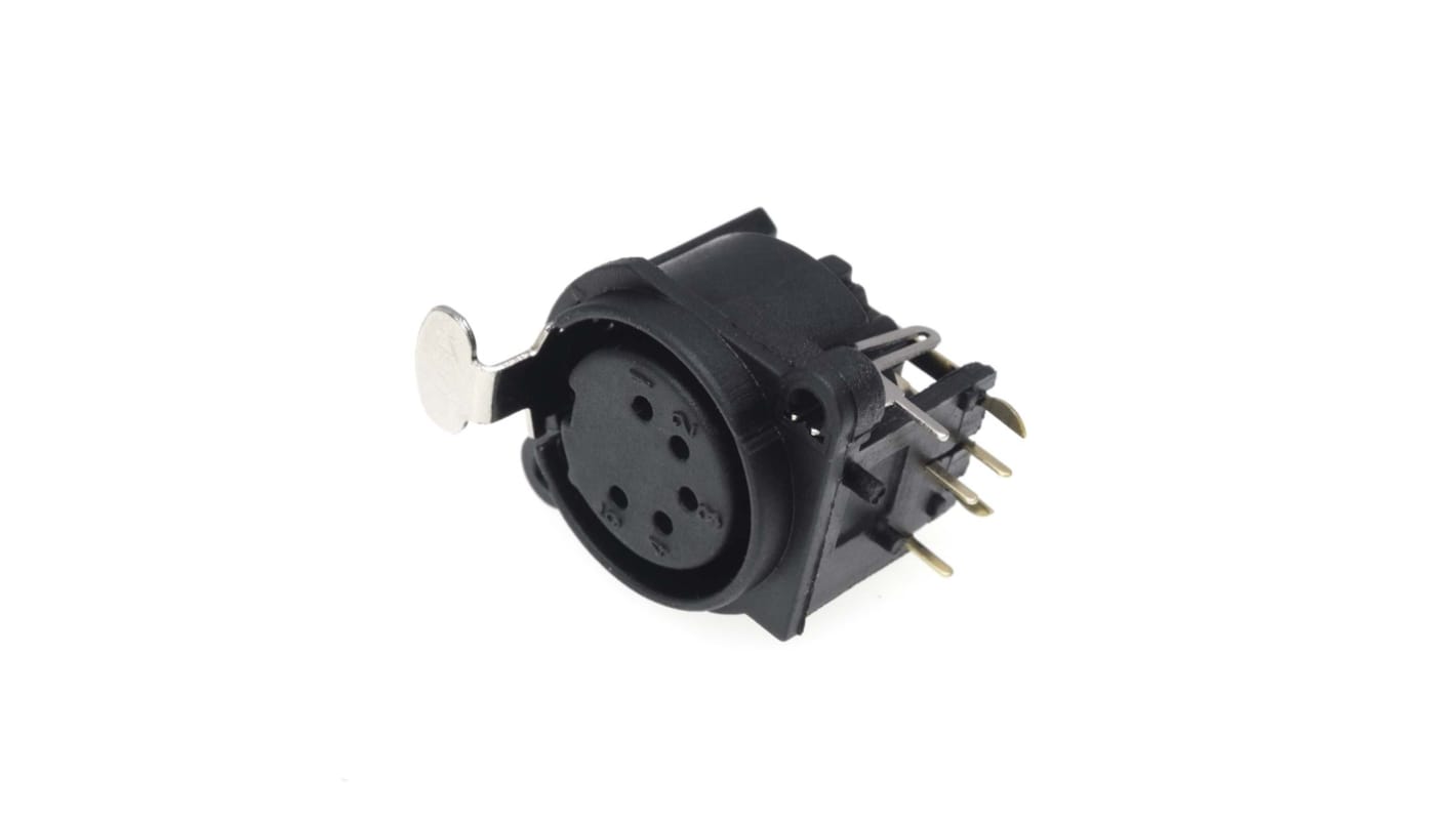 RS PRO 五芯卡侬头, XLR母座, 面板安装, 50 V, 7.5A, 直向