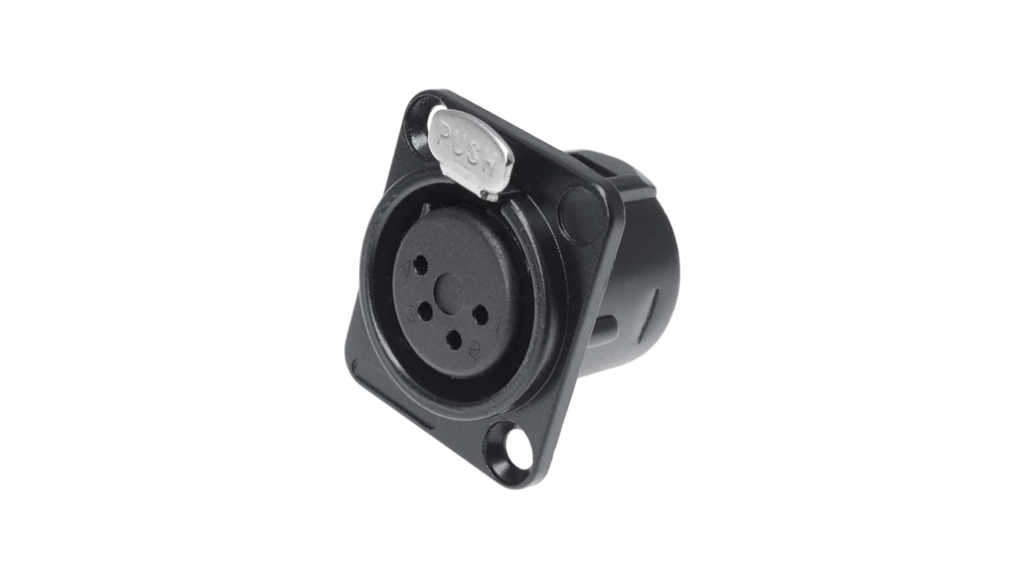 RS PRO 四芯卡侬头, XLR母座, 面板安装, 50 V, 7.5A, 直向
