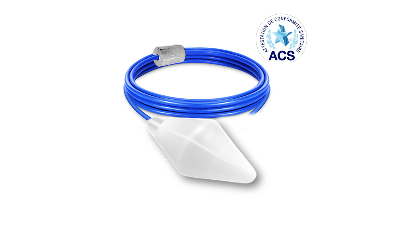 ATMI Cable Mount Copolymer Polypropylene Float Switch, Float, 10m Cable, SPDT, 250V ac Max, 125V dc Max