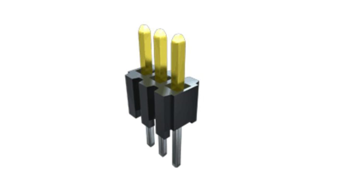 Samtec TMS Series Straight Through Hole Pin Header, 2 Contact(s), 1.27mm Pitch, 2 Row(s), Unshrouded