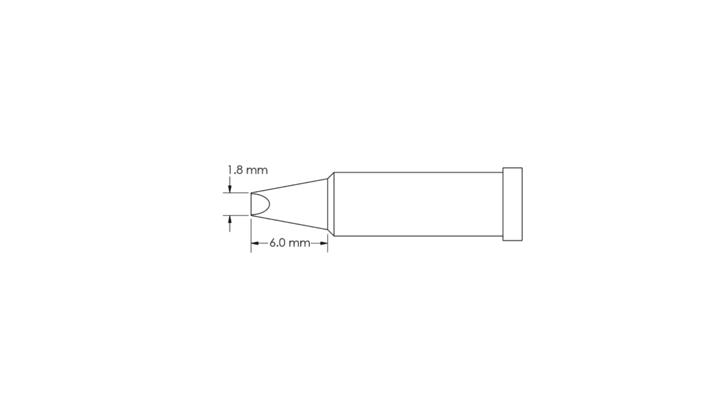 Panne de fer à souder GT4-CH0018P Metcal, Ciseau, série GT4, 1,8 x 6 mm, pour Fer à souder