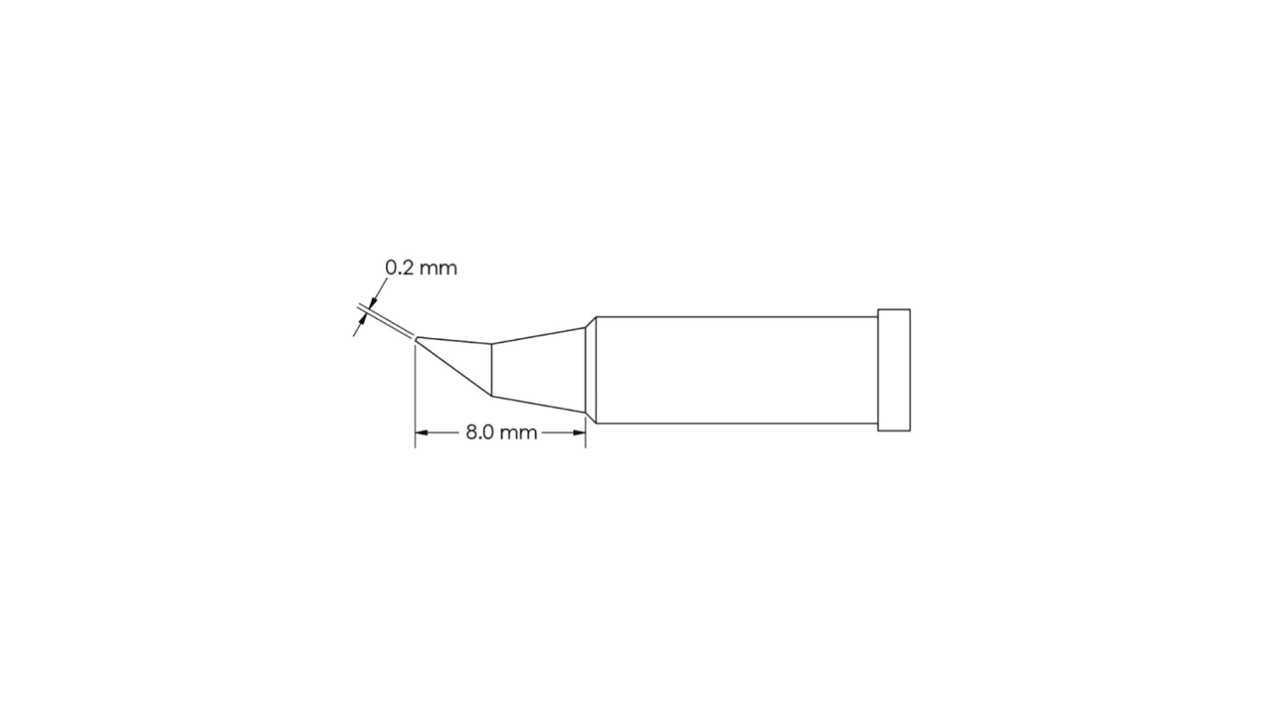 Punta saldatore Metcal GT4-CN0002R, serie GT4, 0,2 x 8 mm, forma conica