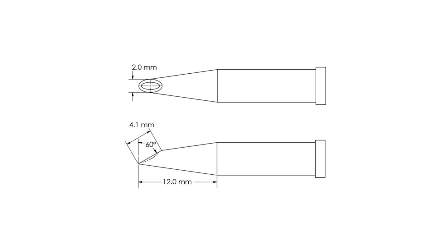 Panne de fer à souder GT4-HF6020V Metcal, Sabot, série GT4, 4,1 x 2 x 12 mm, pour Fer à souder