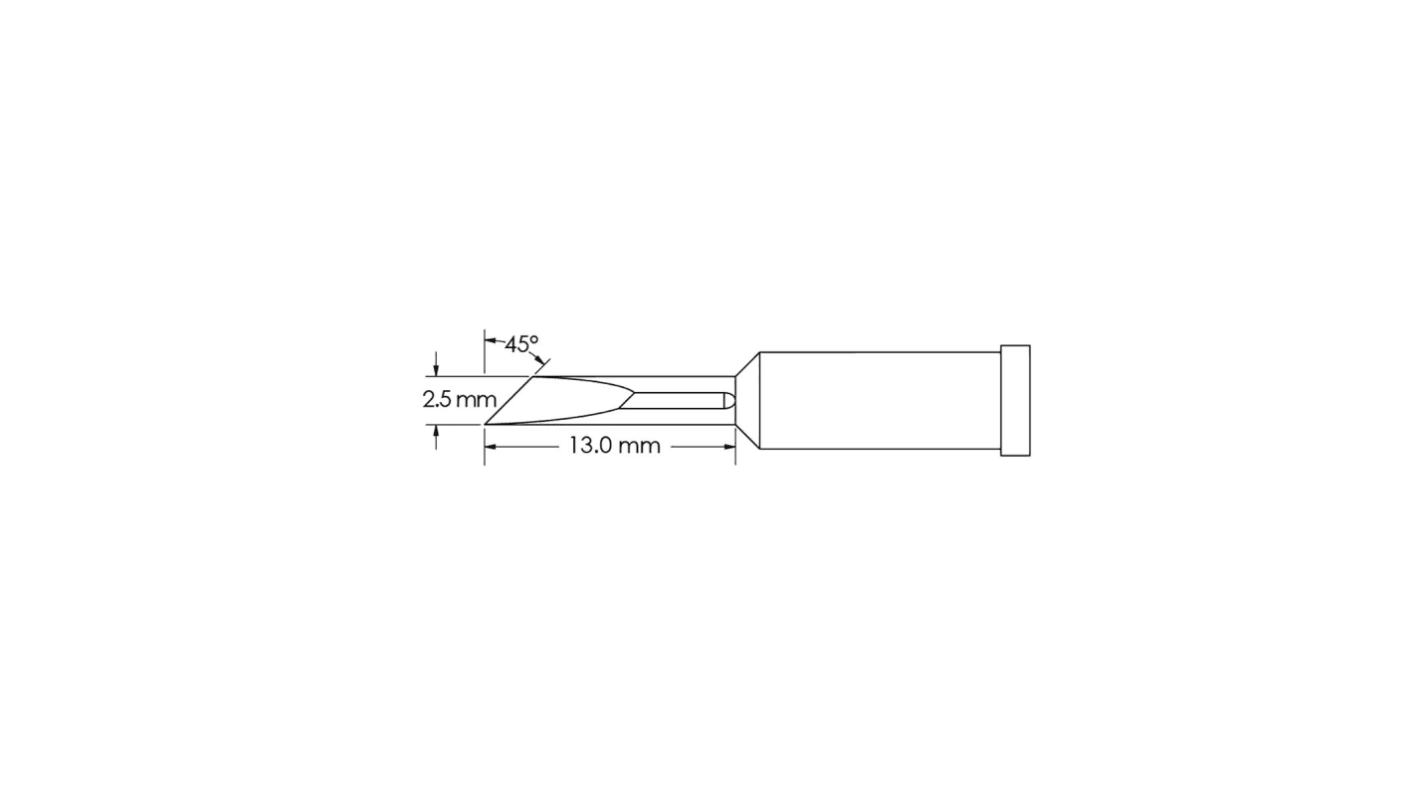 Panne de fer à souder GT4-KN0025P Metcal, Couteau, série GT4, 2,5 x 13 mm, pour Fer à souder