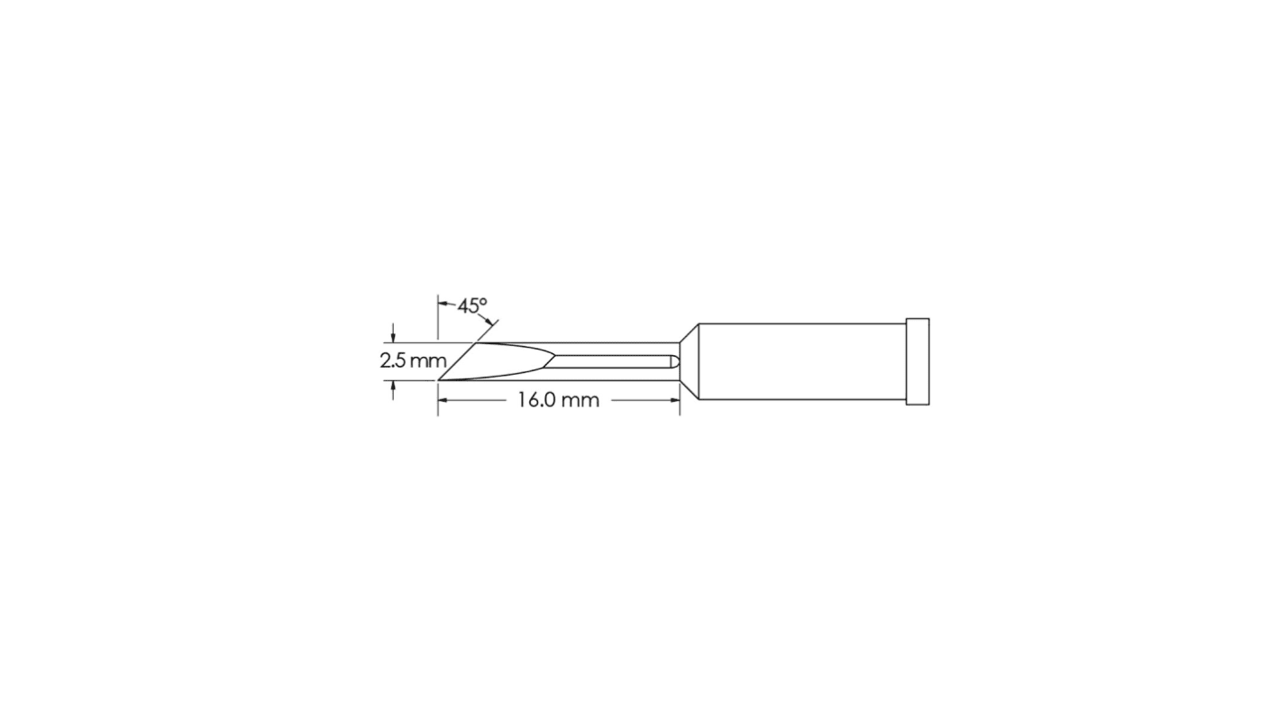 Panne de fer à souder GT4-KN0025S Metcal, Couteau, série GT4, 2,5 x 16 mm, pour Fer à souder