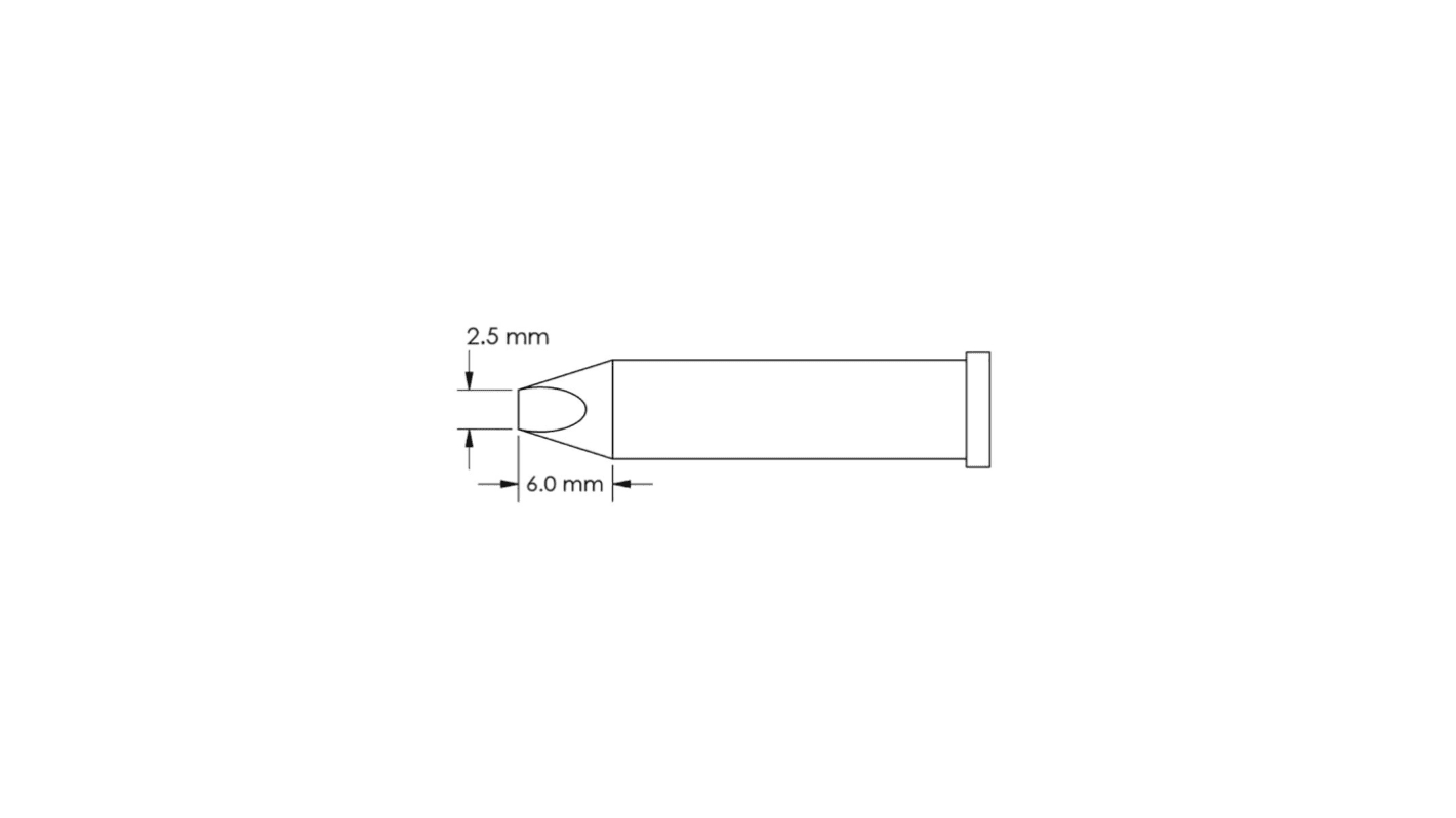 Panne de fer à souder GT6-CH0025P Metcal, Ciseau, série GT6, 2,5 x 6 mm, pour Fer à souder