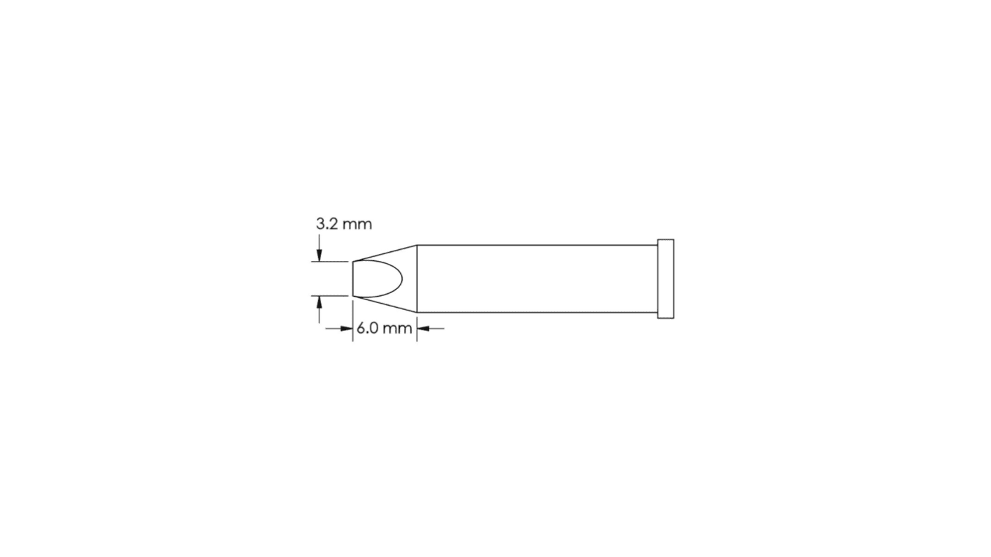 Panne de fer à souder GT6-CH0032P Metcal, Ciseau, série GT6, 3,2 x 6 mm, pour Fer à souder