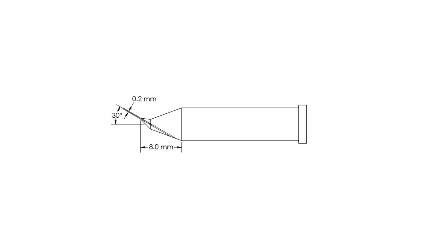 Metcal GT6-CN0002R 0.2 x 8 mm Conical Soldering Iron Tip for use with Soldering Iron